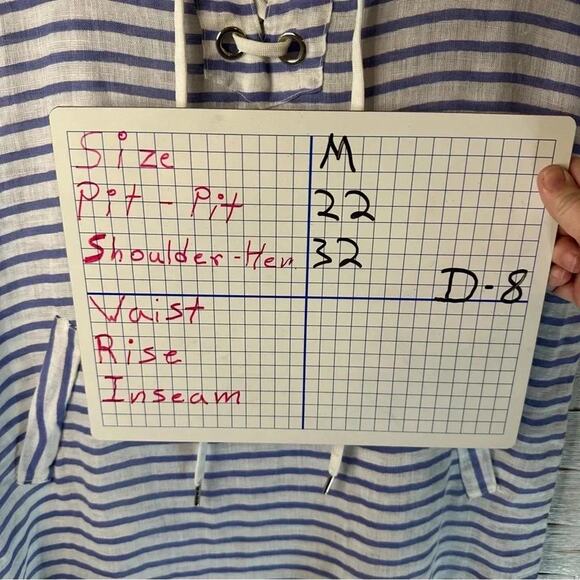 Alessia Pacino made in Italy linen shirt dress blue and white tie neckline - Picture 8 of 8